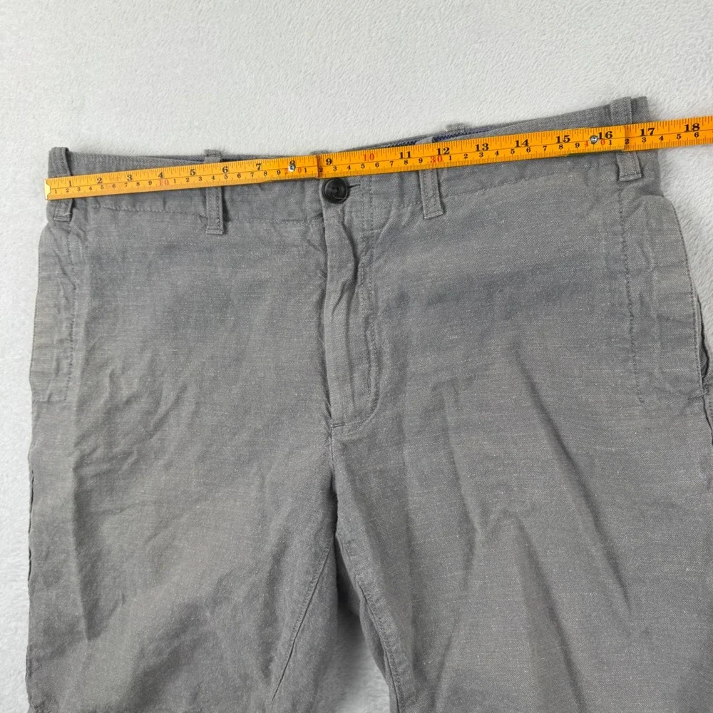 Banana Republic Aiden Shorts Mens 35 Grey Linen Cotton Blend Cargo Pocket Slim